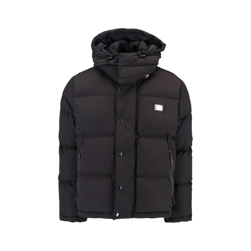 Dolce&Gabbana Doudoune Quilted Black Puffer Jacket With High Collar And A Black