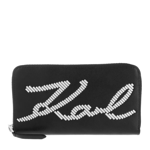 Karl Lagerfeld K/Signature Special Whip Cont A999 Black Portemonnaie mit Zip-Around-Reißverschluss