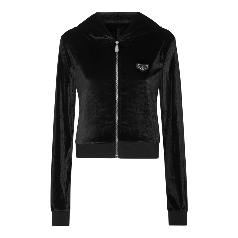 Philipp Plein Daunenjacke Sweatjacke Mit Kapuze Skull Mit Schmucksteinen schwarz