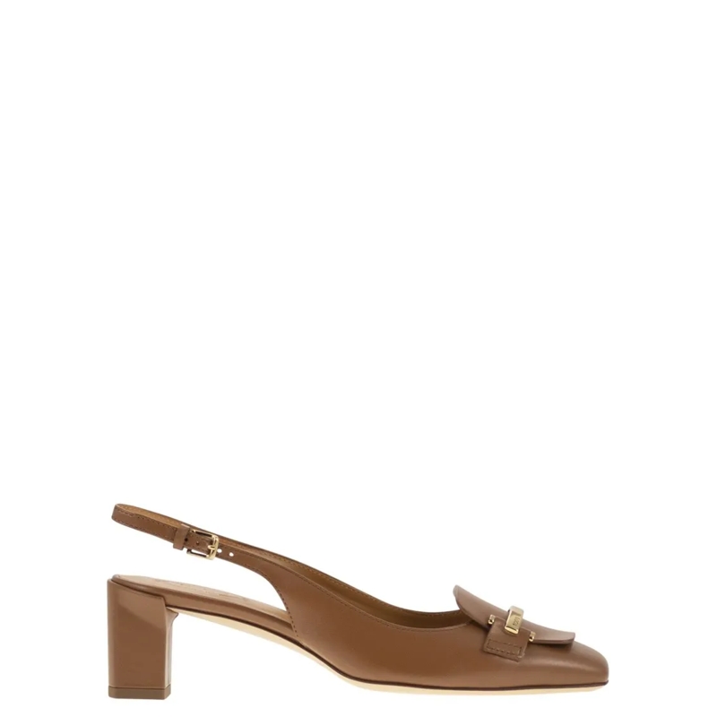 Tod's Sandalen Slingback Pump With Geometric Heel Brown
