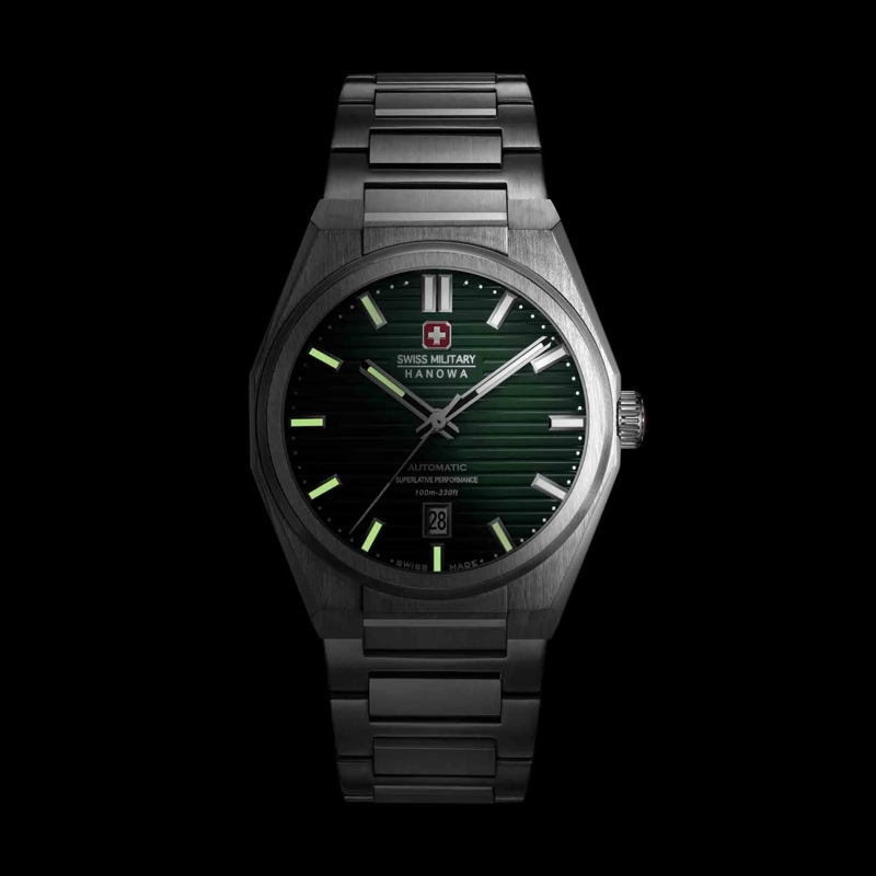 Swiss Military Hanowa Automatikuhr Automatikuhr Avalanche- 3 Zeiger Uhr- Wasserbes grün(Image 6)