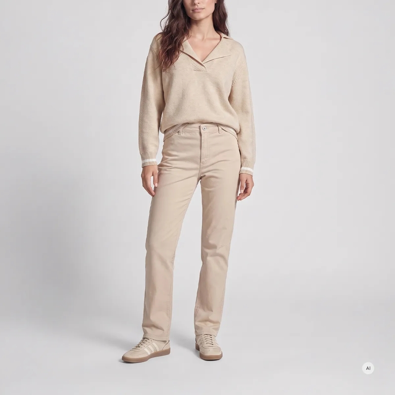 Marc Aurel  Pullover- Kontrastringel- fallendes Revers- üb beige(Image 2)