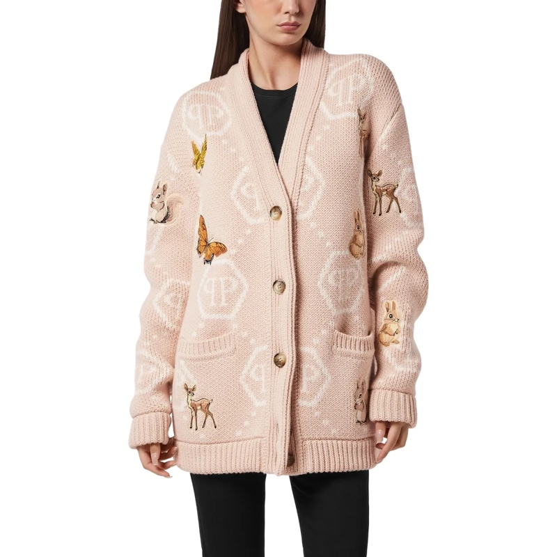Philipp Plein Strickjacke Cardigan Long beige(Image 3)