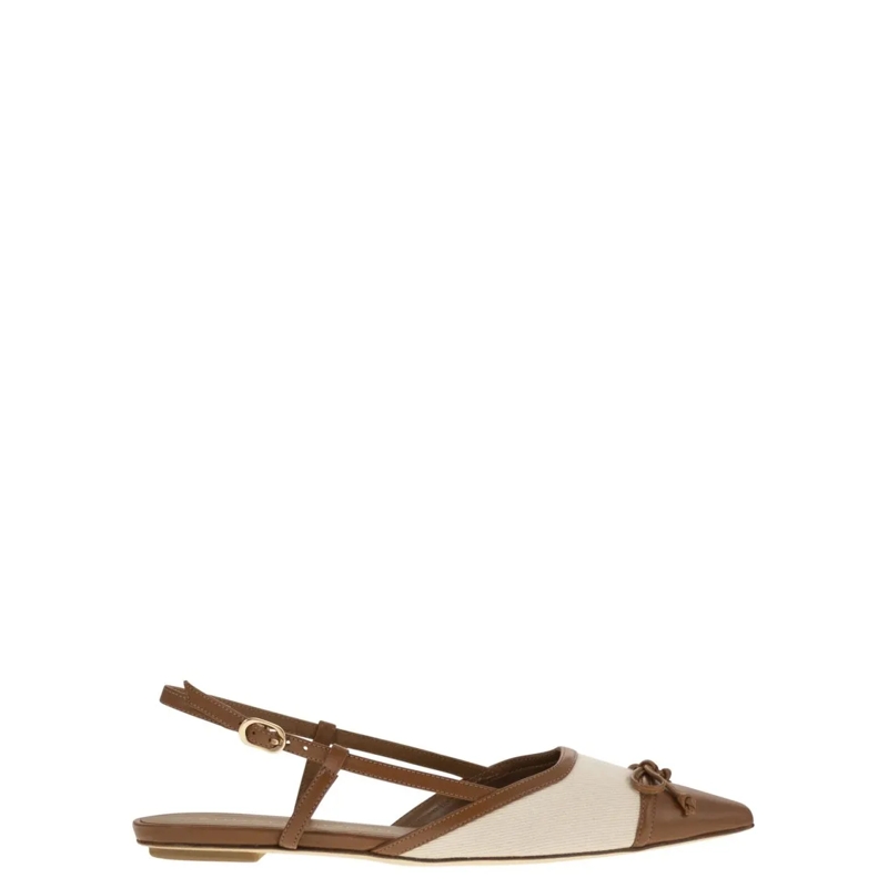 Stuart Weitzman Sandalen Kitty - Leather And Linen Slingback Neutrals