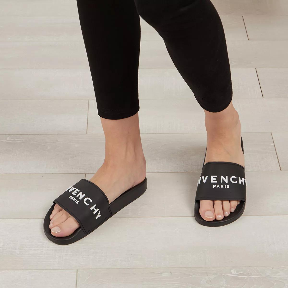 Givenchy Black Shearling Monogram Slippers In 001 Black