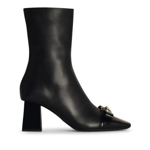 Versace Black Leather Ankle Boots Black Laars