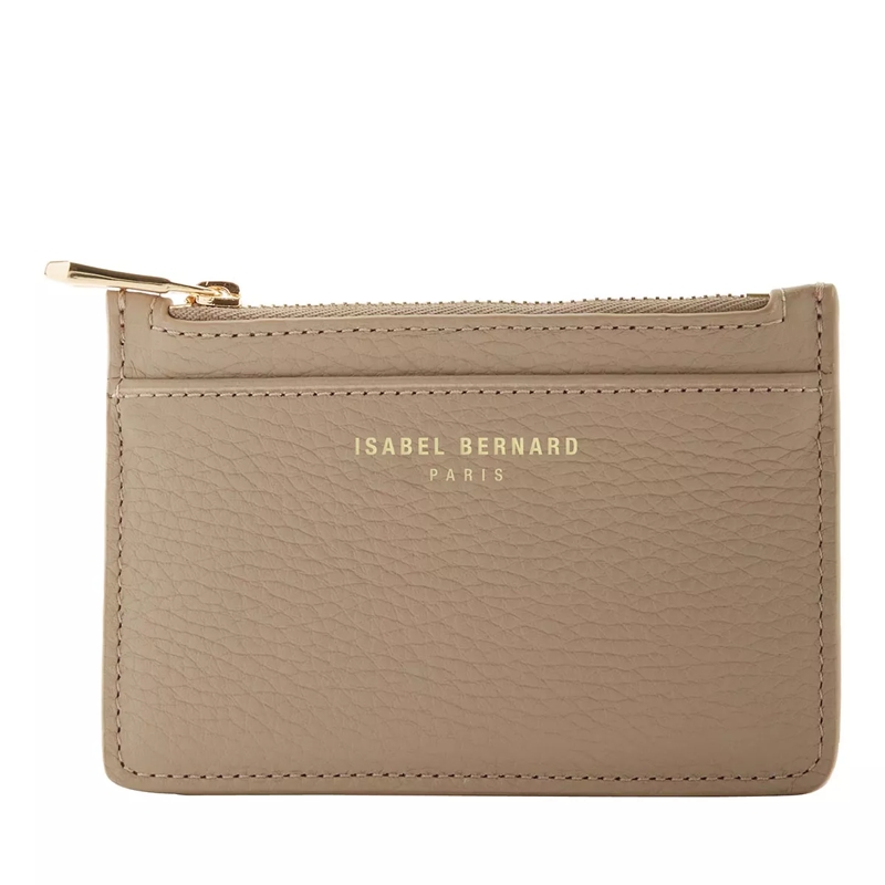 Isabel Bernard Porte-cartes Honoré Aveline Taupe Calfskin Leather Card Holder