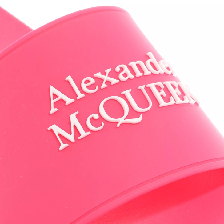 Alexander McQueen Pool Slides Neon Pink White Claquette
