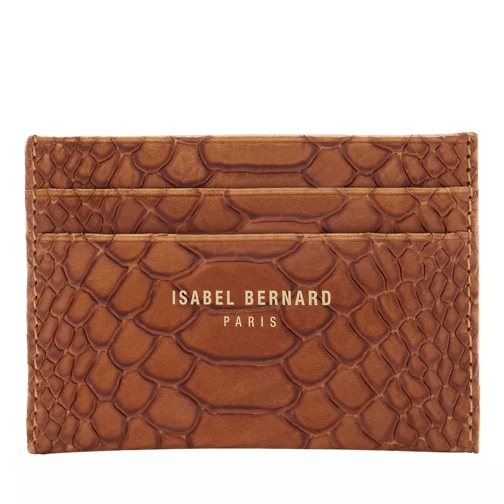 Isabel Bernard Honoré Eve Cognac Calfskin Leather Card Holder With Snake Print Kartenhalter