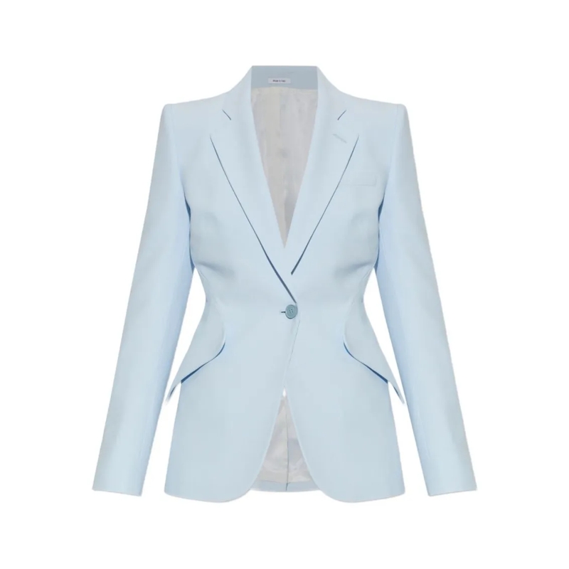 Alexander McQueen Blazer Tailored Jacket With Structured Silhouette Blue