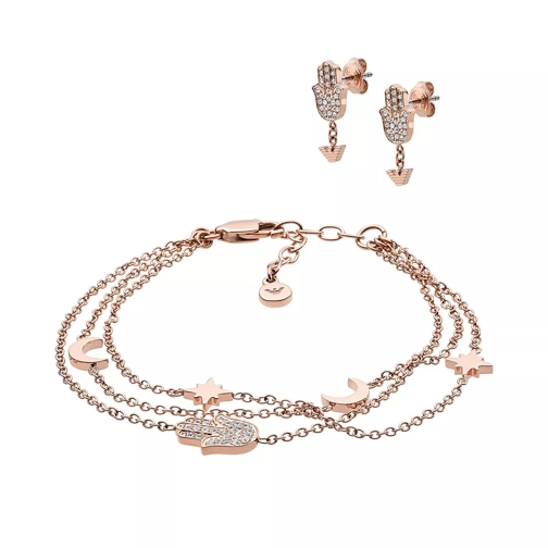 Emporio Armani Bracelet and Earring Set Stainless Steel Rose Gold 