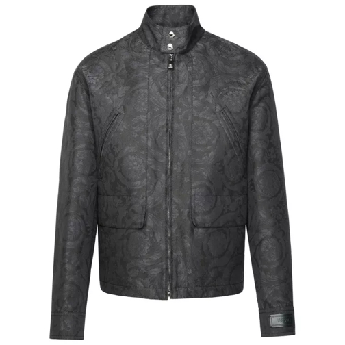 Versace 'Barocco' Anthracite Cotton Jacket Grey 