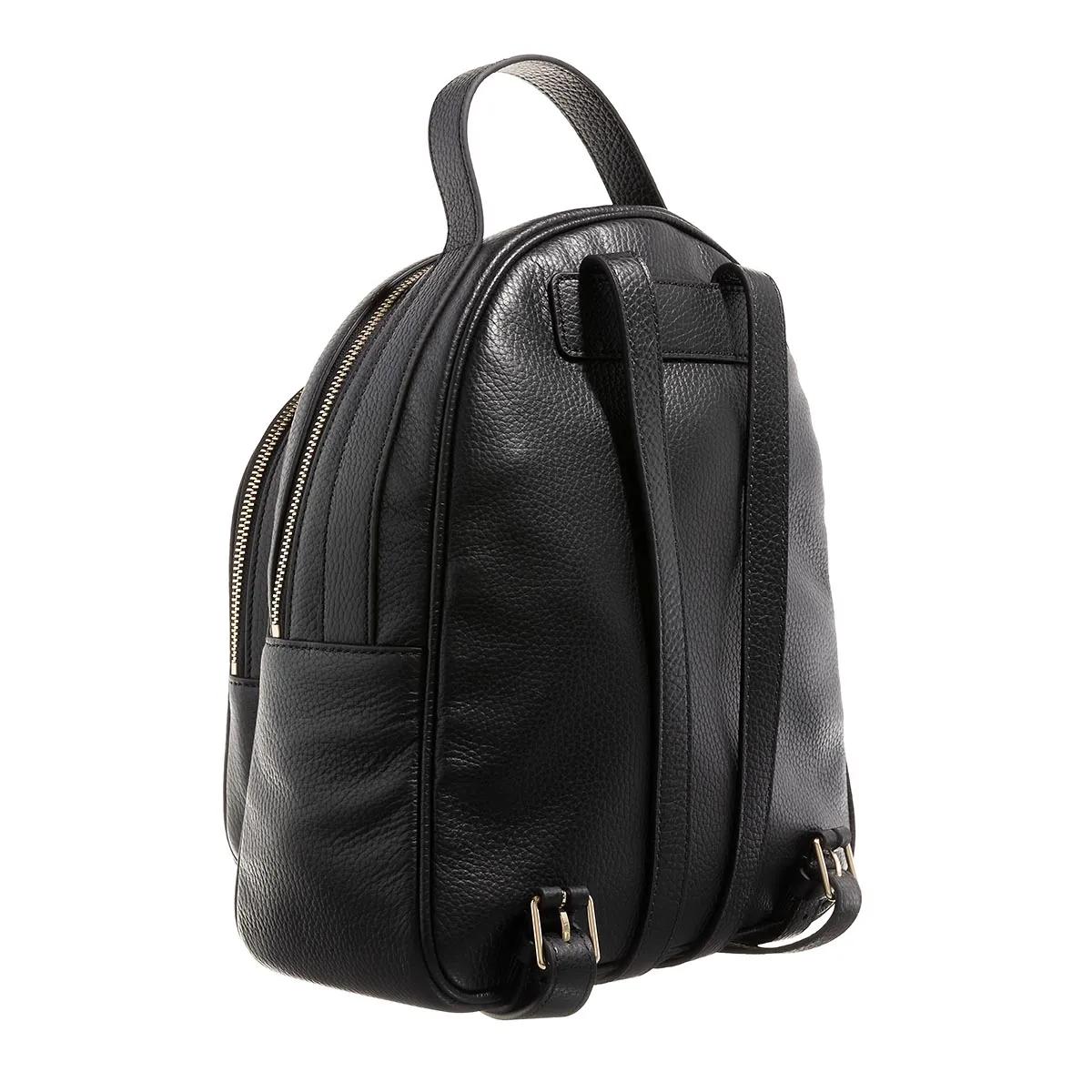 Coccinelle Zwarte Leren Chic Rugzak met Meerdere Zakken Black Dames