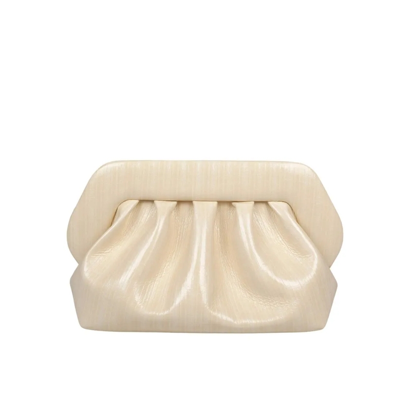 Themoirè Clutch Structured Striped-Effect Faux Leather Handbag Neutrals