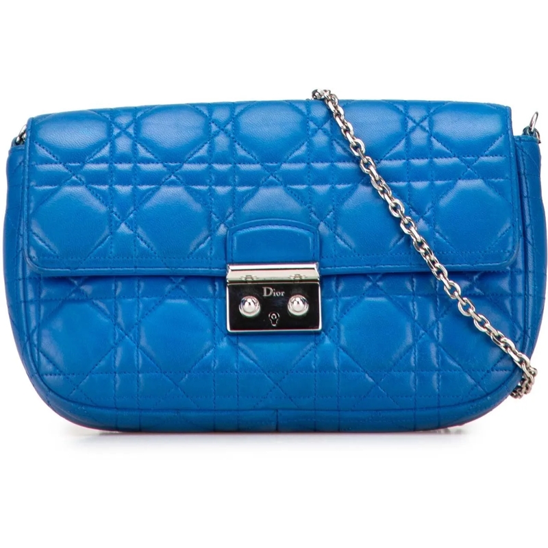 Christian Dior Schultertasche Lambskin Cannage Miss Dior Promenade Chain Crossbo blau