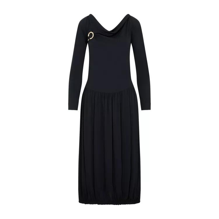 Lanvin - Black Ls Drape Midi Dress - Größe 36 - black