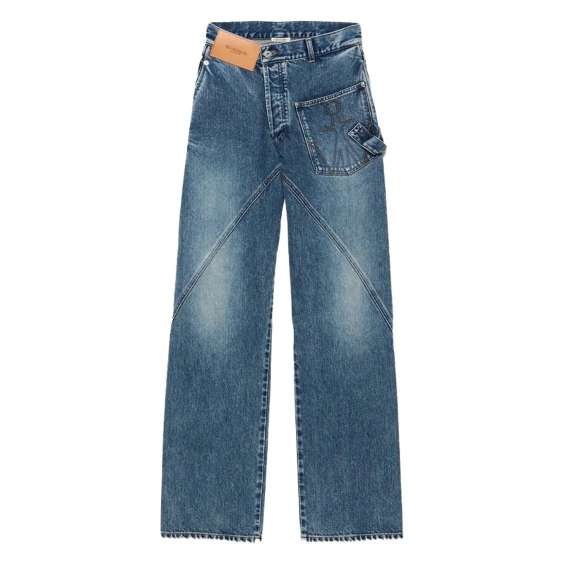 J.W.Anderson Jeans Wide-Leg Jeans With Diagonal Seam Design Blue