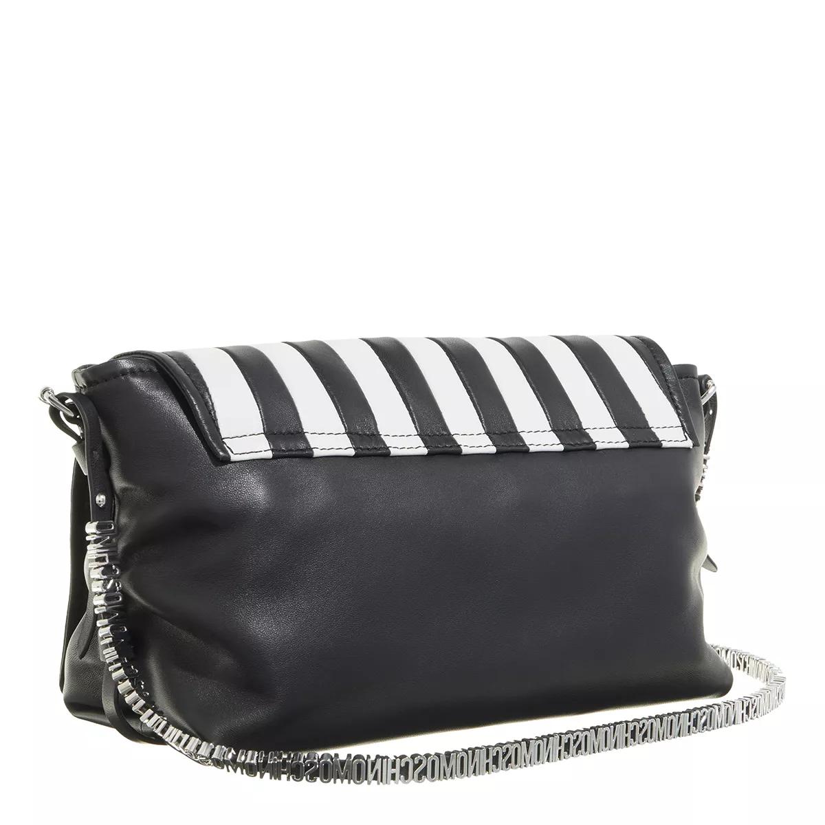 Moschino Pochettes Stripes Mini Lettering Shoulder Bag in wit