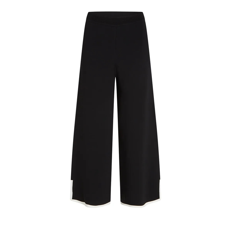 Karl Lagerfeld Anzugshose Culotte mit kontrastierender Paspelierung Hose schwarz