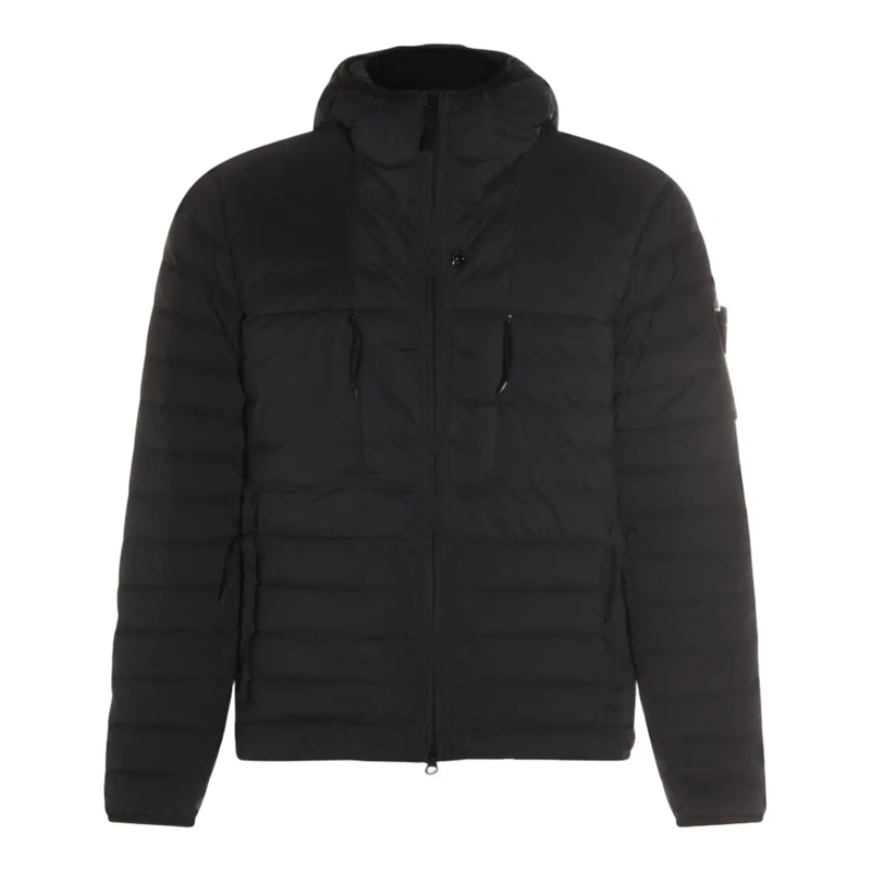 Stone Island Bontjassen Padded Jacket With Horizontal Quilting Black