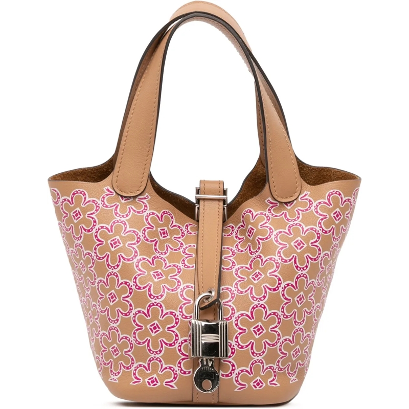 Hermès Fourre-tout Micro Swift Lucky Daisy Picotin Lock 14 braun
