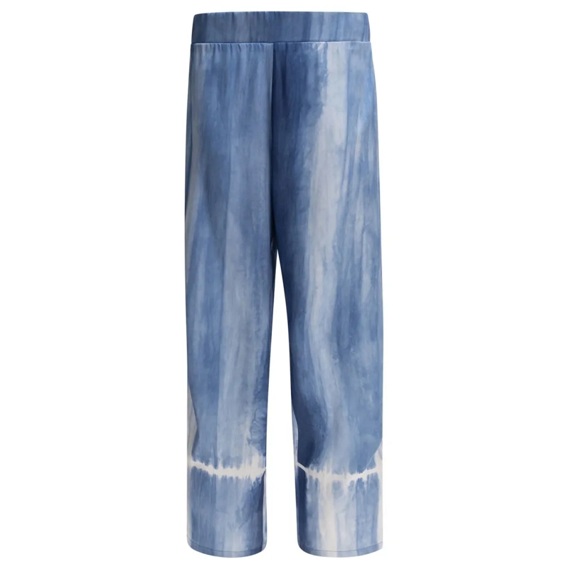 Sleep No More  Light Blue Silk Trousers With Tie-Dye Design Blue
