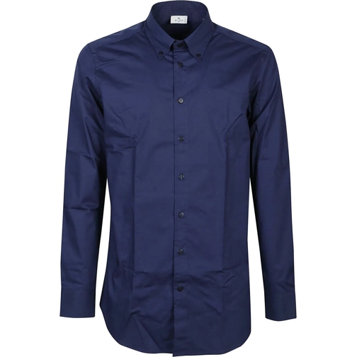 Etro Casual topjes Fuji Botton Down Logo Slim Shirt Blue blau