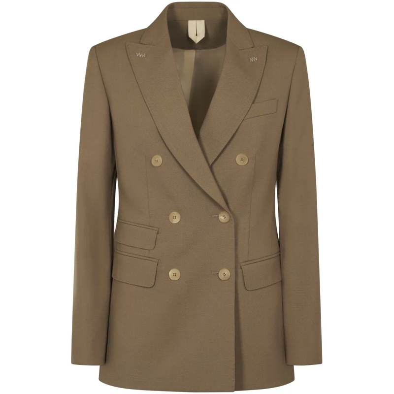Max Mara Blazer Double-Breasted Tailored Jacket With Notch Lapel Brown