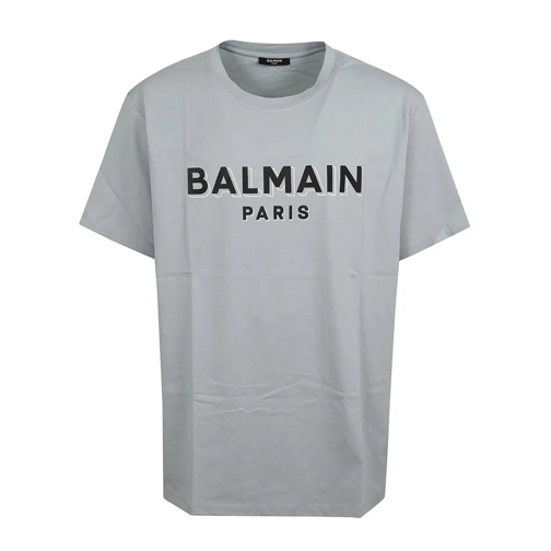 Balmain T-shirts Regular Fit Cotton T-Shirt With Contour Print Grey