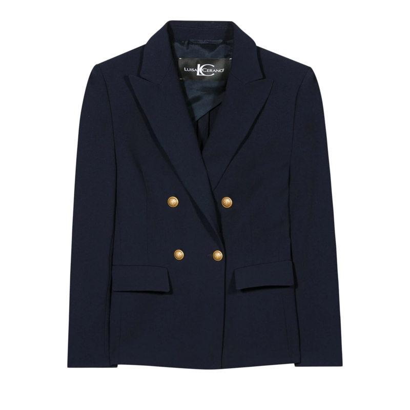 Luisa Cerano Übergangsjacke Zweireihiger Blazer navy