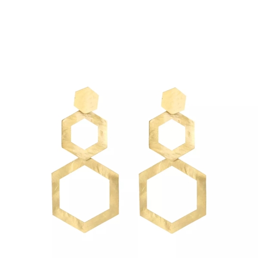 LOTT.gioielli CL Earring hexagon large double open Yellow Gold Orecchino a goccia
