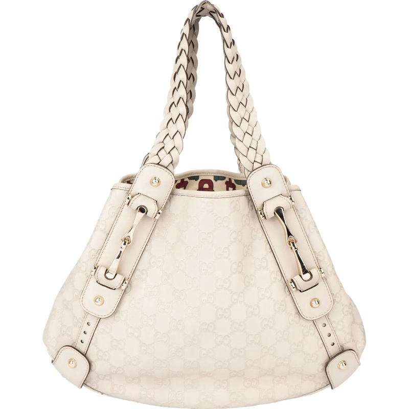 Gucci Schultertasche Gucci Leather GG Monogram Pelham Handbag weiß