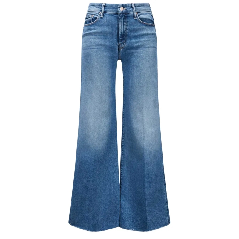 Mother Jeans Denim Stretch Cotton Wide-Leg Jeans Blue