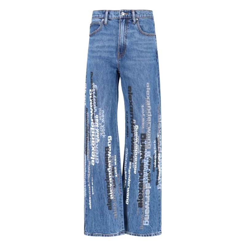Alexander Wang Jeans Straight-Leg Mid-Rise Jeans With Finish Blue