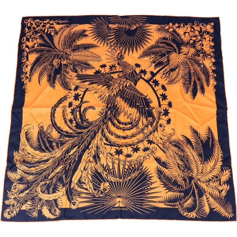 Hermès Wollschal Hermes Mythiques Phoenix Silk Carre 70 Scarf Tuch orange
