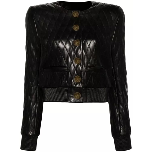 Balmain Black Quilted Leather Jacket Black 