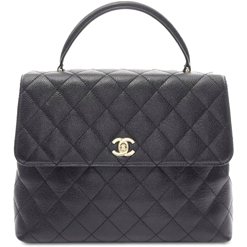 Chanel Fourre-tout CC Quilted Caviar Kelly Top Handle Bag schwarz