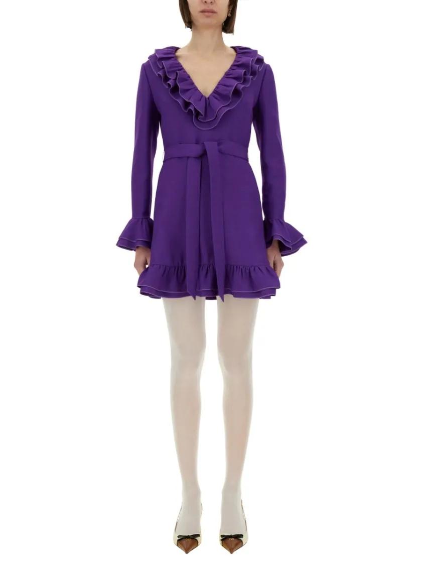 Thumbnail - Valentino Garavani - Crepe Couture Short Dress - Größe 40 - lila