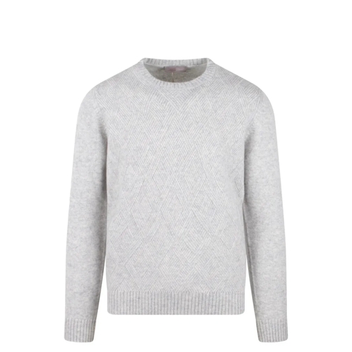 Herno Pull Herringbone Plain Cashmere Resort Sweater Grey