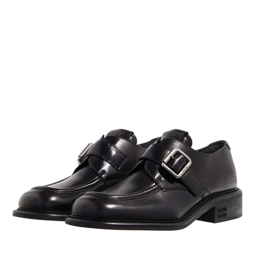 Miu Miu Buckle Leather Sneakers Black Driver mockasiner