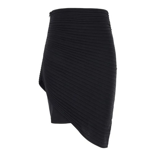 Philosophy Di Lorenzo Serafini Black Asymmetric Miniskirt In Pleated Black 