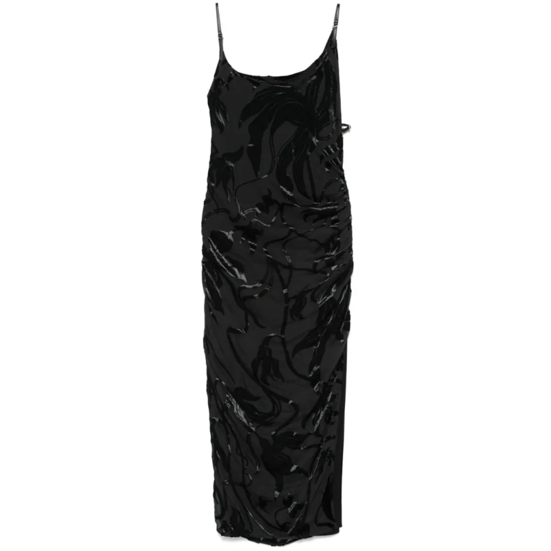 Mugler Midi-jurk Ruched Black Midi Dress Black