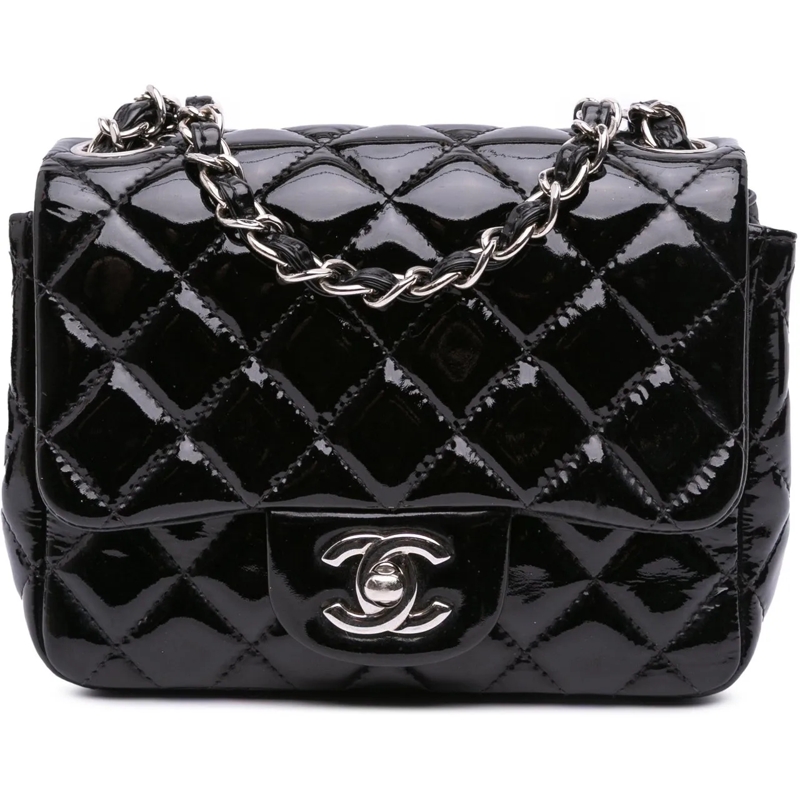 Chanel Sac à bandoulière Mini Square Classic Patent Single Flap schwarz