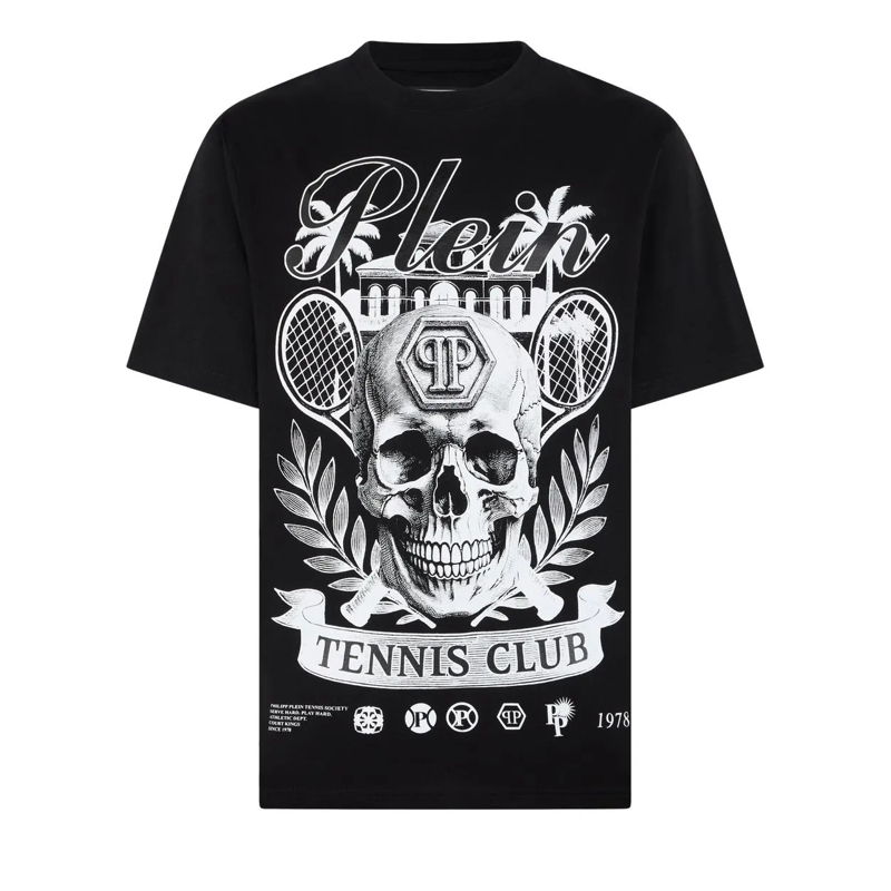 Philipp Plein T-Shirt Round Neck T-Shirt Skull Tennis Club schwarz