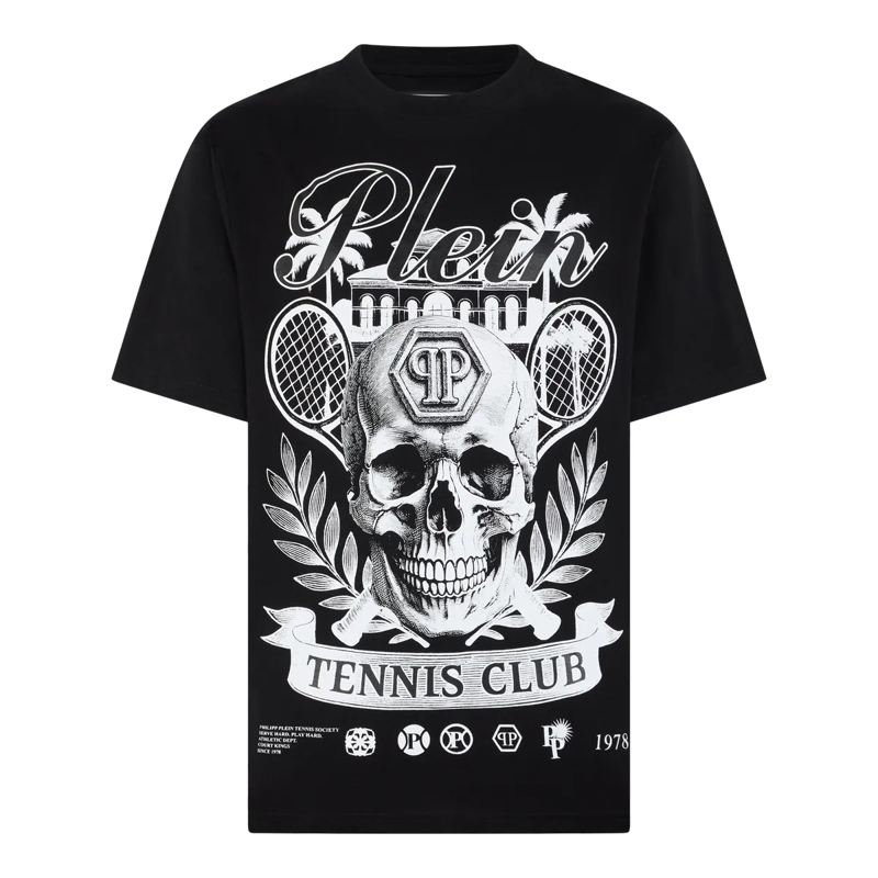 Philipp Plein T-Shirt Round Neck T-Shirt Skull Tennis Club schwarz