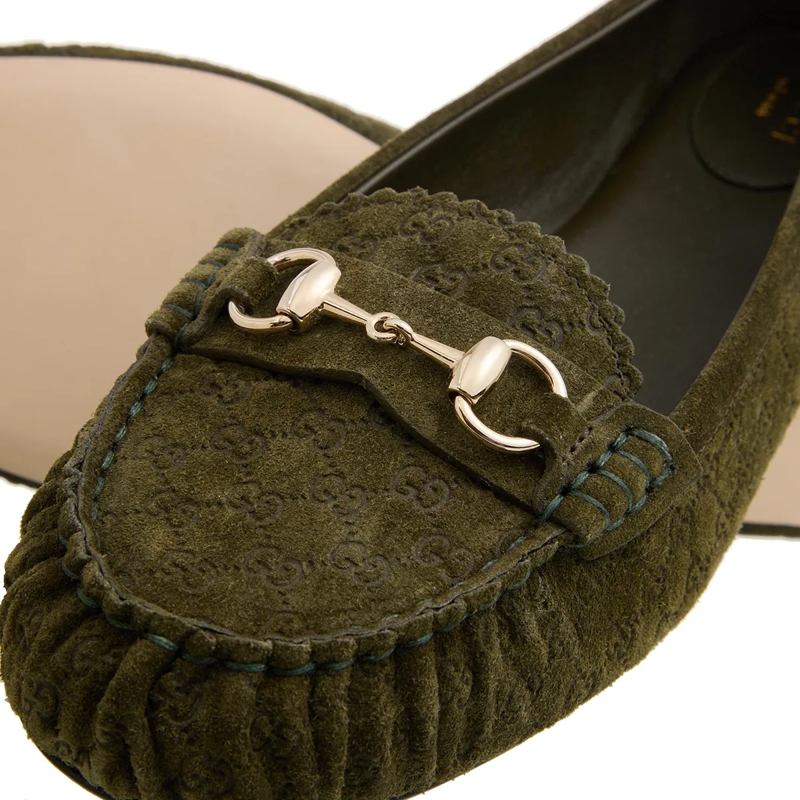 Gucci Loafer Horsebit GG Ballet Flats Columbus Green(Image 5)