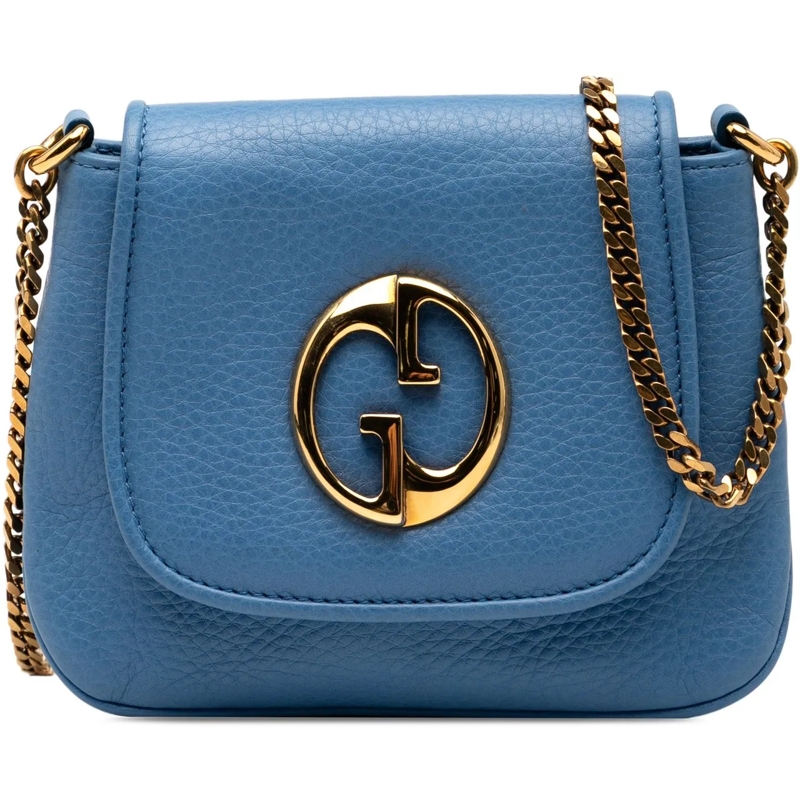 Gucci Schultertasche Small Leather 1973 Chain Crossbody blau