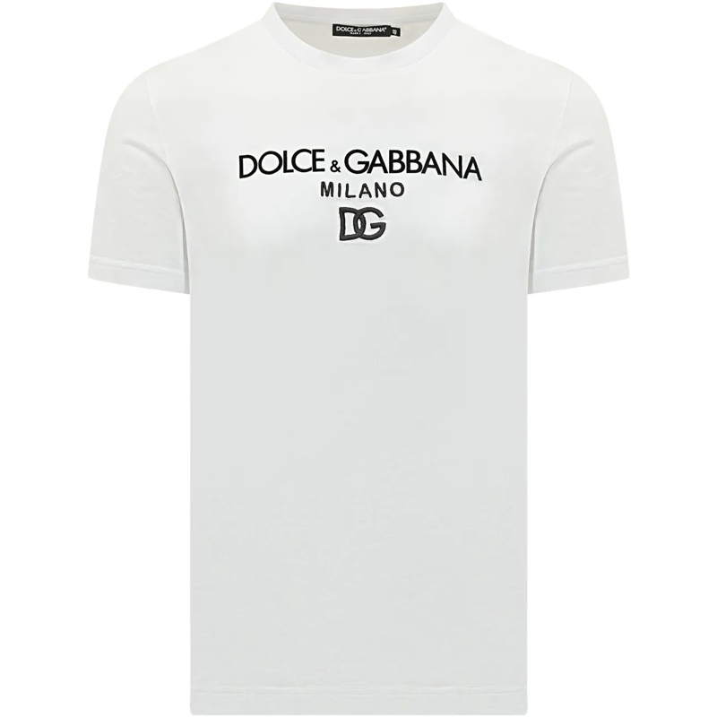 Dolce&Gabbana T-shirt T-Shirt Girocollo con Logo Ricamato weiß