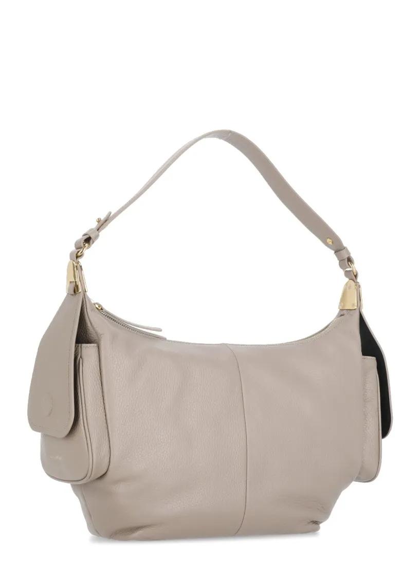 Coccinelle Gehamerd Leren Schoudertas in Beige Dames
