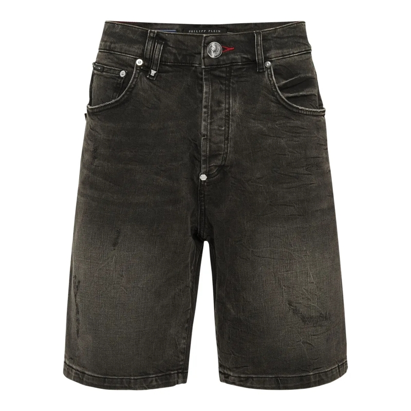 Philipp Plein Shorts Jeansshorts Skull grau